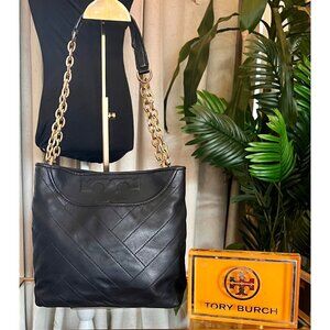 RARE!!!  Tory Burch Black Quilted Leather FLEMING Shoulder Bag